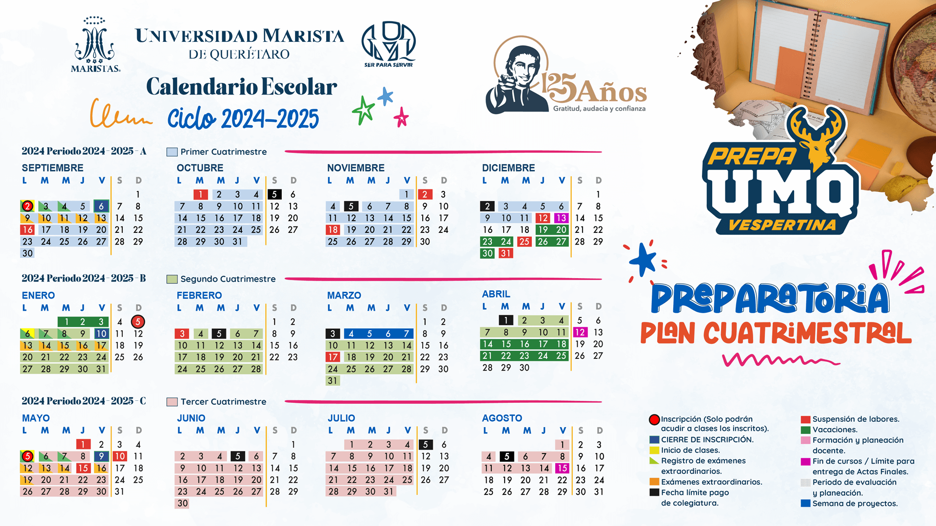 Calendario escolar 2024 a 2025 quintana roo preparatoria 5